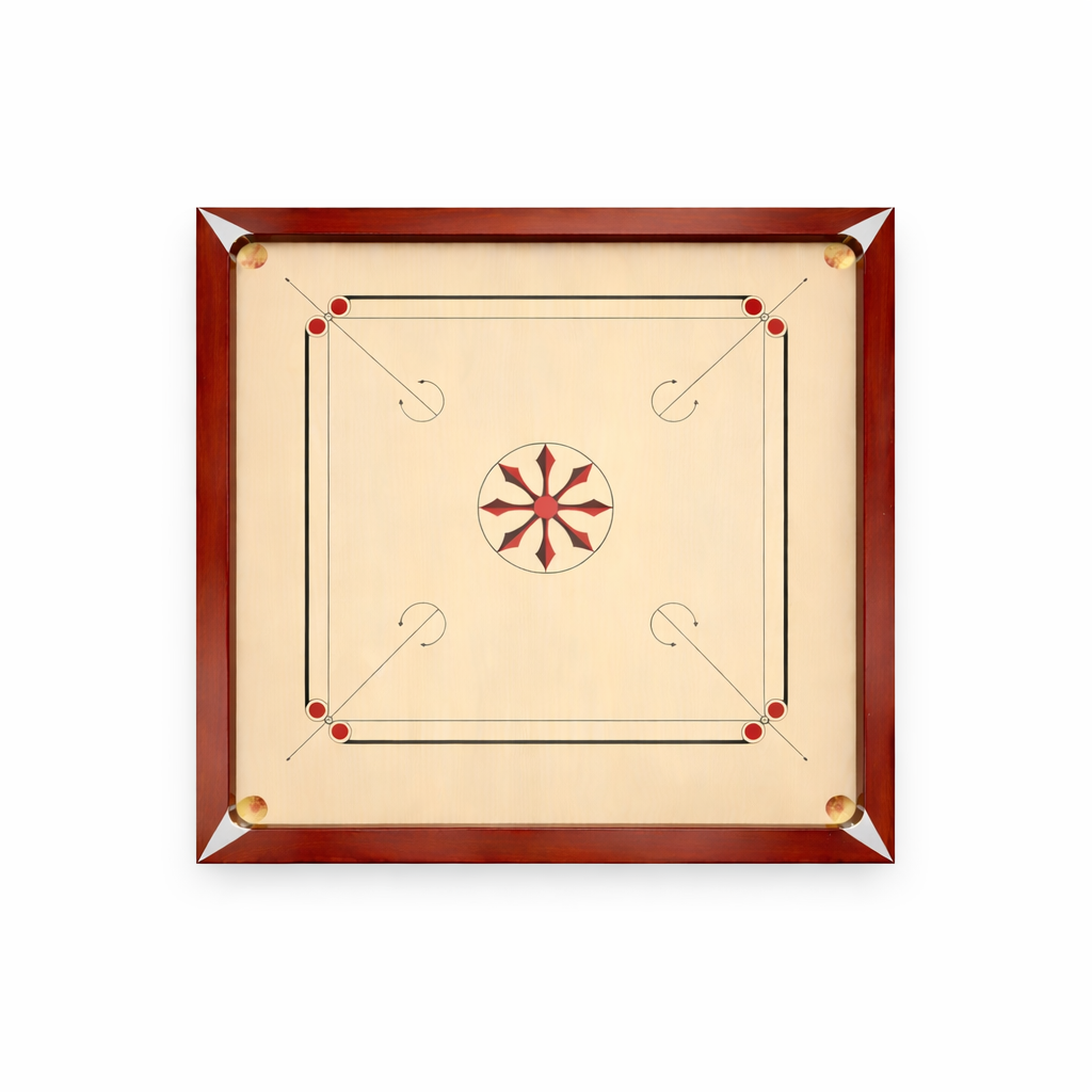 ExtraSmooth™ Holz-Carrom-Board mit Ständer – 30-Zoll-Edition (74 × 74 cm)